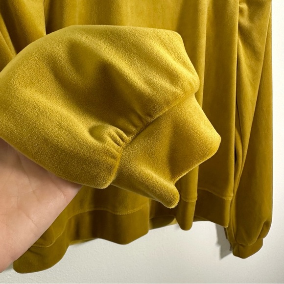 Saturday/Sunday Anthropologie Kamira Ruched Sweatshirt Marigold Velour Size XS - Picture 7 of 10